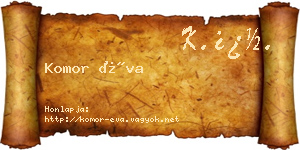 Komor Éva névjegykártya
